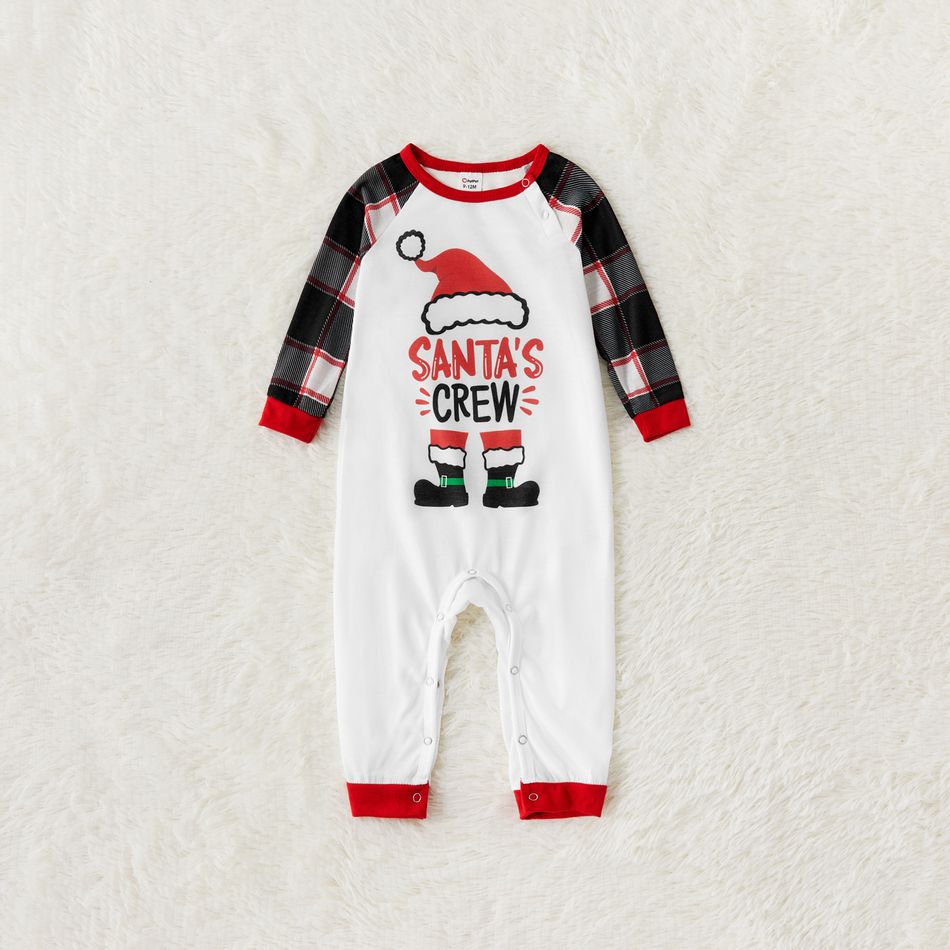 Christmas Hat and Boots Letter Print Red Family Matching Long-sleeve Pajamas Sets (Flame Resistant) Red/White big image 9