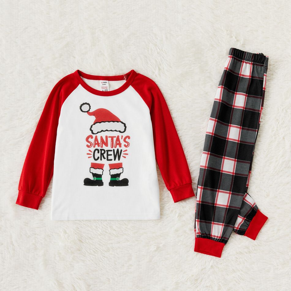 Christmas Hat and Boots Letter Print Red Family Matching Long-sleeve Pajamas Sets (Flame Resistant) Red/White big image 7