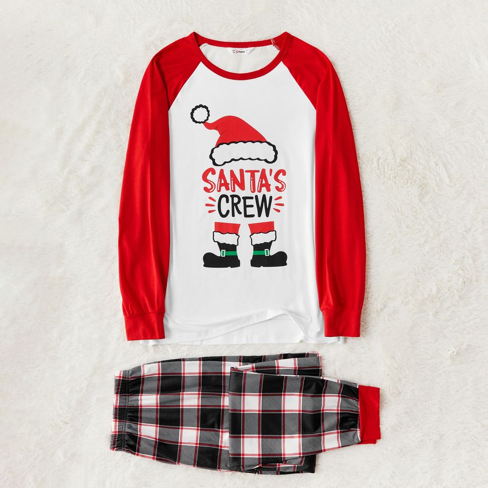 Christmas Hat and Boots Letter Print Red Family Matching Long-sleeve Pajamas Sets (Flame Resistant) Red/White big image 3