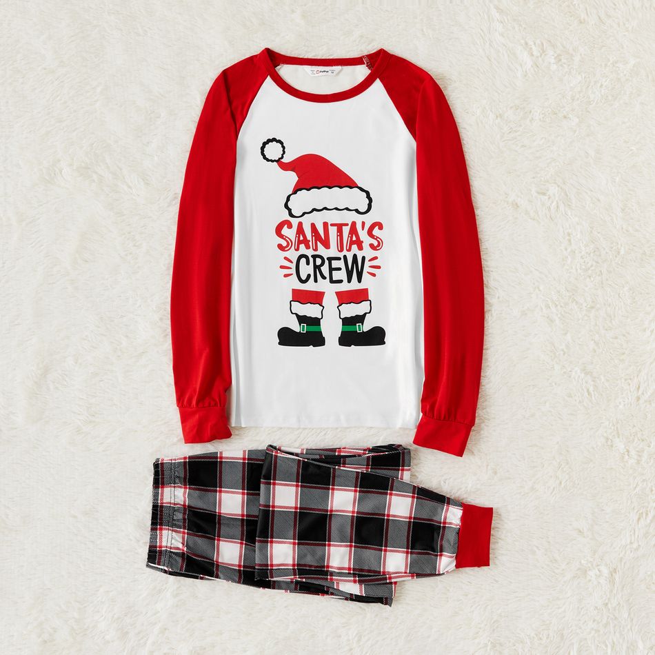 Christmas Hat and Boots Letter Print Red Family Matching Long-sleeve Pajamas Sets (Flame Resistant) Red/White big image 5