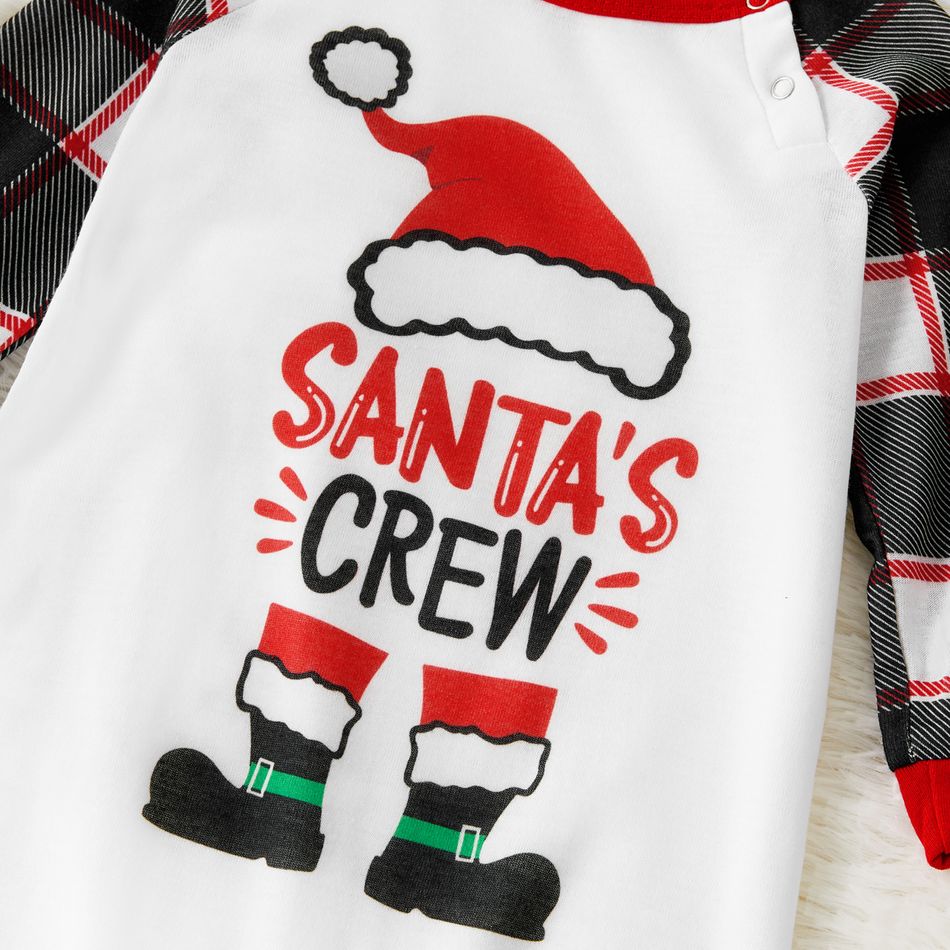 Christmas Hat and Boots Letter Print Red Family Matching Long-sleeve Pajamas Sets (Flame Resistant) Red/White big image 4