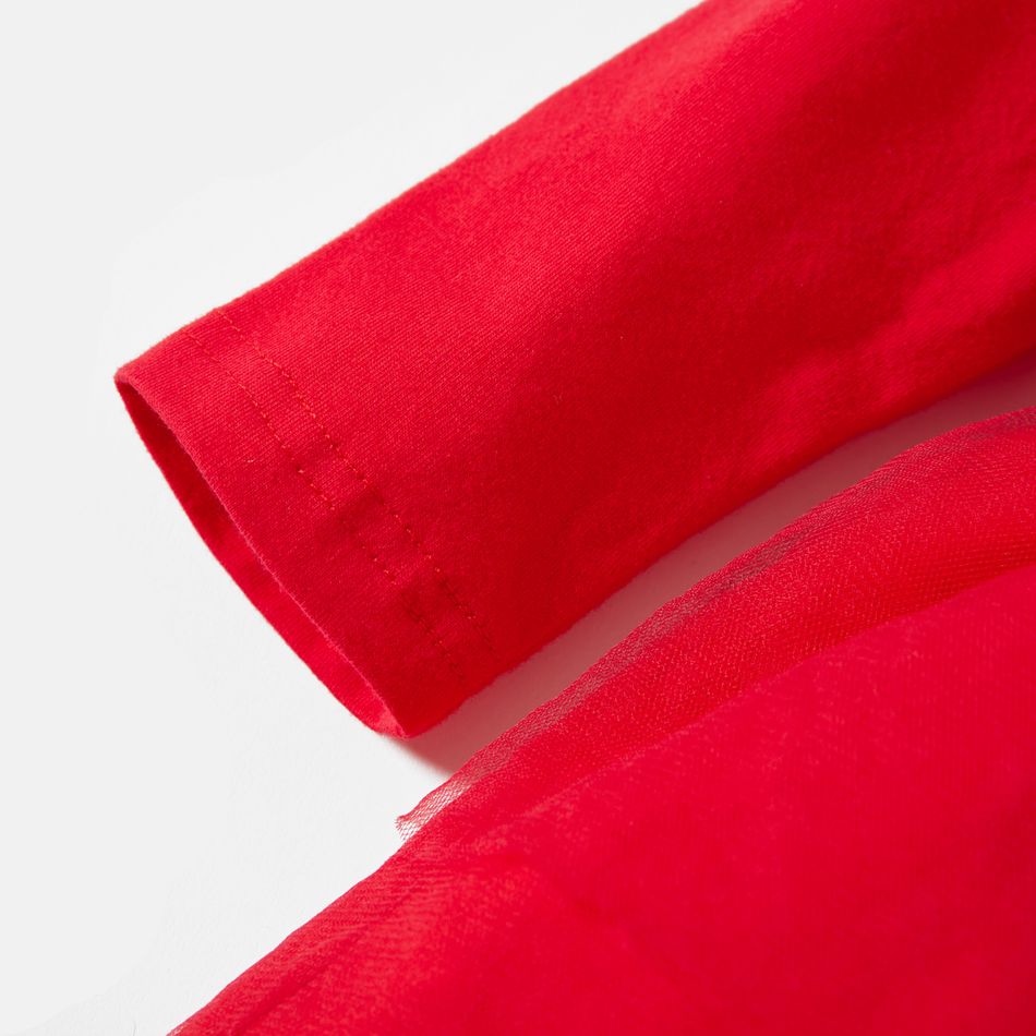 Bebé Costuras de tecido Básico Manga comprida Vestidos Vermelho big image 5