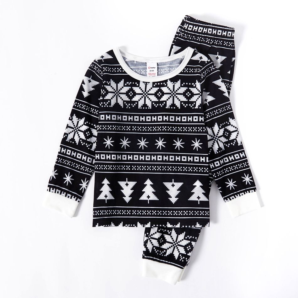 Natal Look de família Manga comprida Conjuntos de roupa para a família Pijamas (Flame Resistant) Preto/Branco big image 6