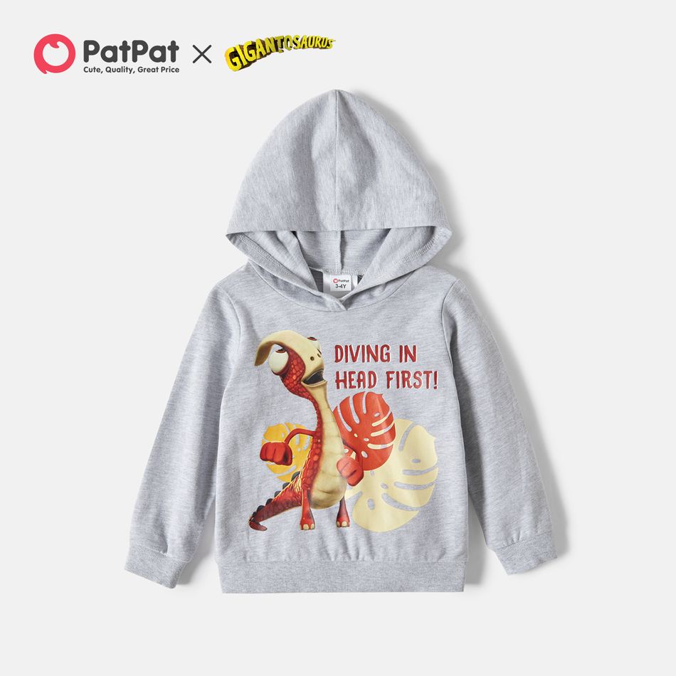 Gigantosaurus Toddler Boy Dino Cotton Hooded Sweatshirt Light Grey