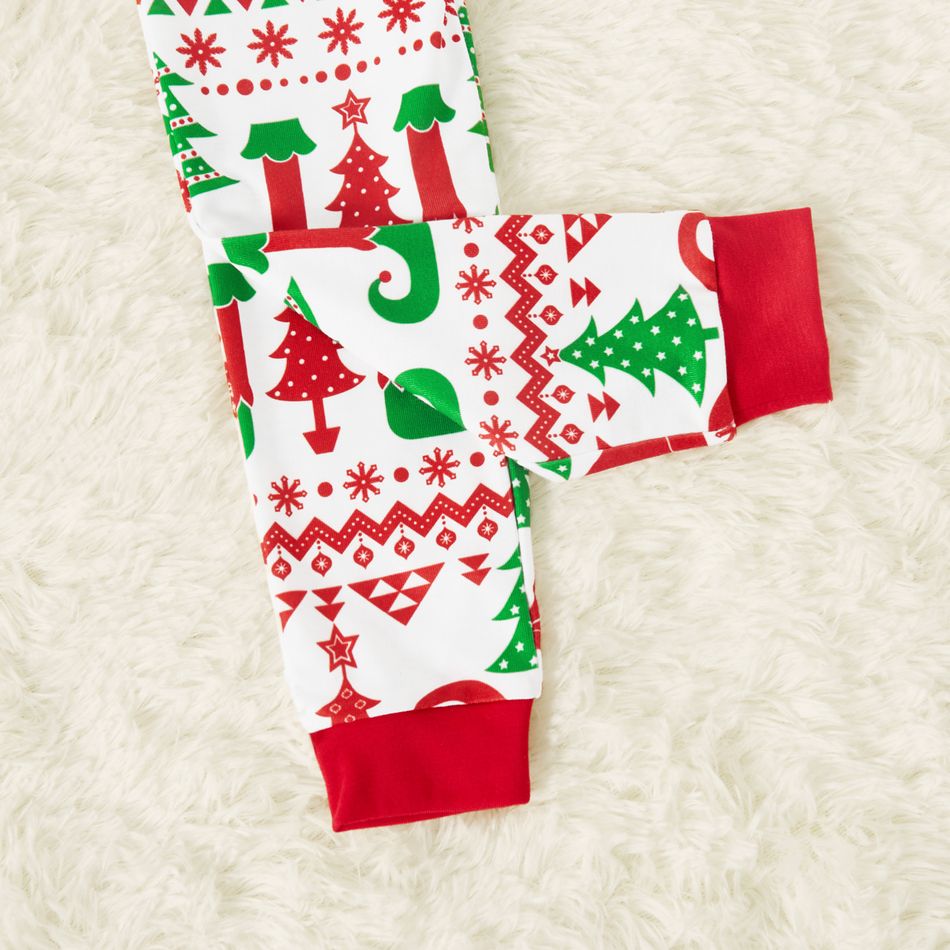 Christmas Elf and Letter Print Snug Fit Red Family Matching Long-sleeve Pajamas Sets Red/White big image 7