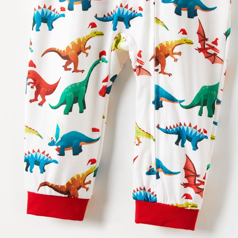 Christmas Dinosaur Print Family Matching Long-sleeve Hooded Onesies Pajamas Sets (Flame Resistant) Multi-color big image 16