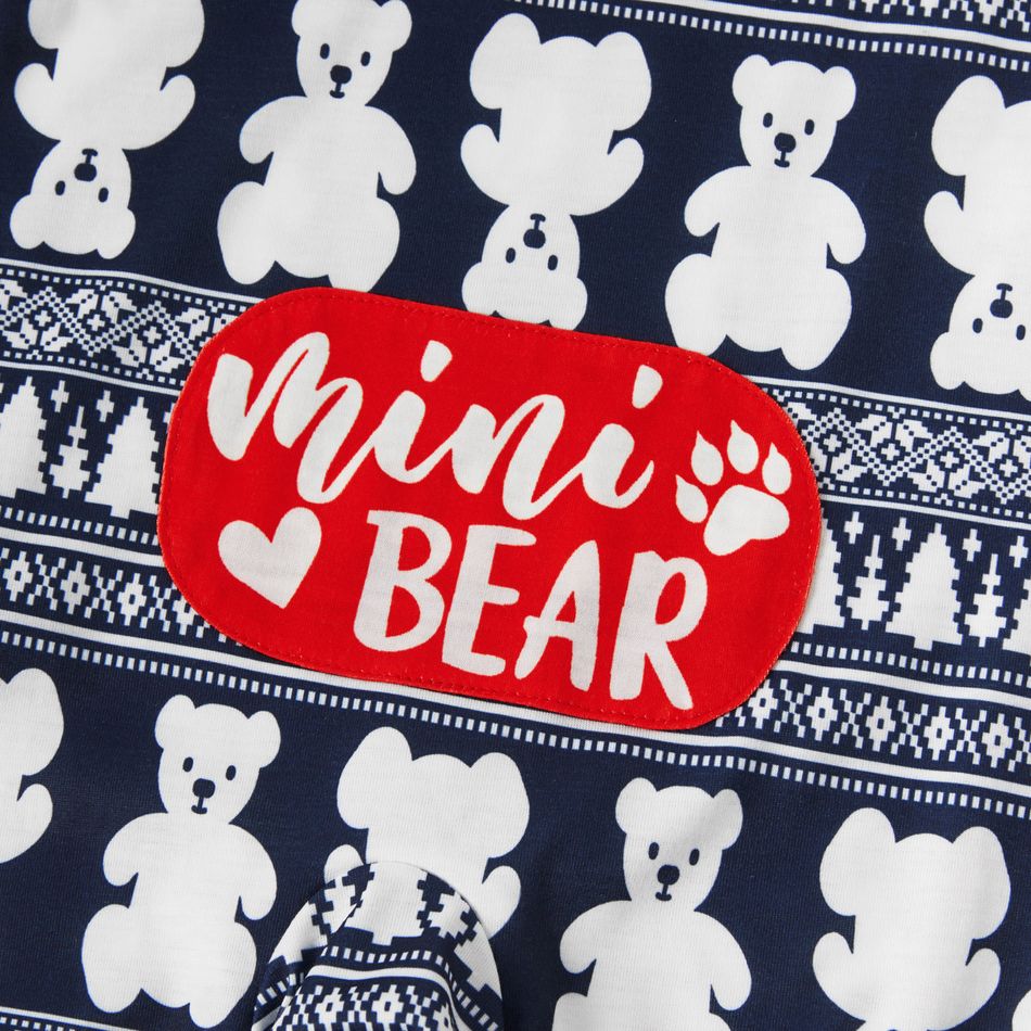 Christmas Bear Print Family Matching Long-sleeve Onesies Pajamas Sets (Flame Resistant) Dark blue/White/Red big image 10