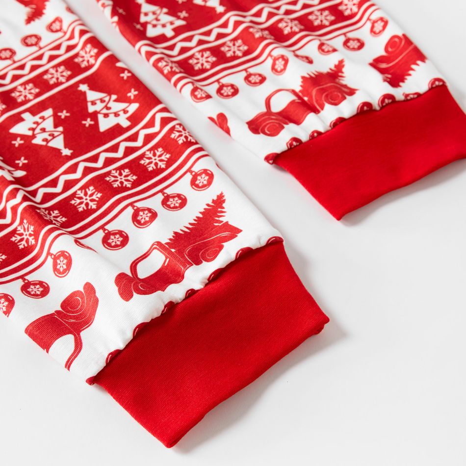 Christmas Car and Letter Print Snug Fit Red Family Matching Long-sleeve Pajamas Sets Red big image 9