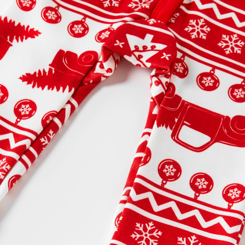 Christmas Car and Letter Print Snug Fit Red Family Matching Long-sleeve Pajamas Sets Red big image 12