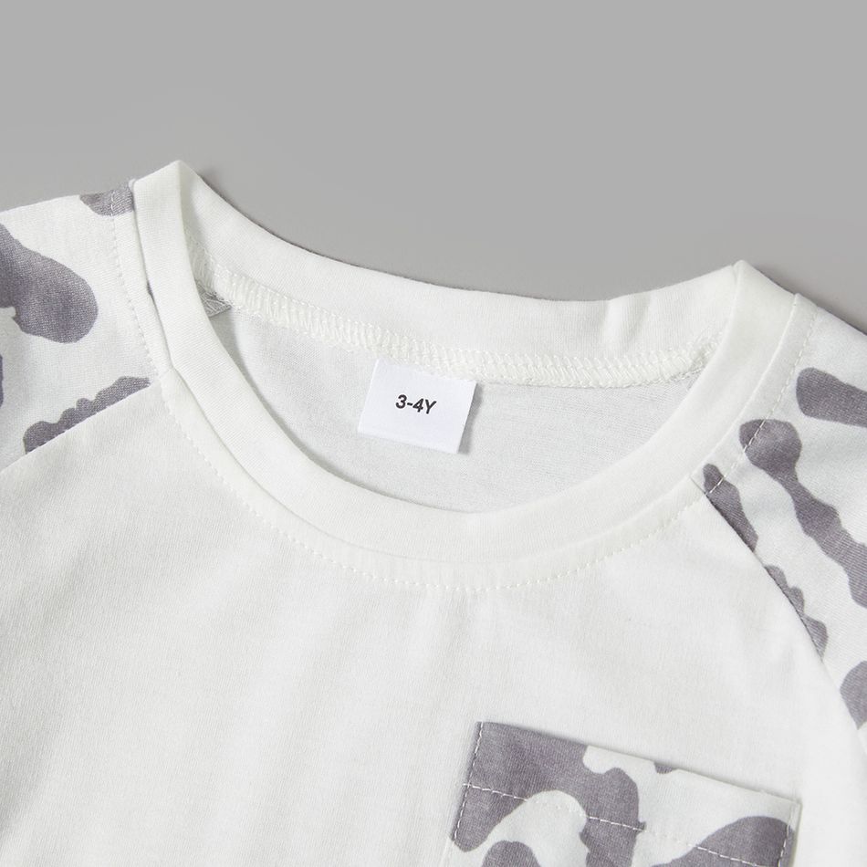 Grey and White Leopard Print Family Matching Sets(Short-sleeve Irregular Midi Dresses and T-shirts) Grey big image 8