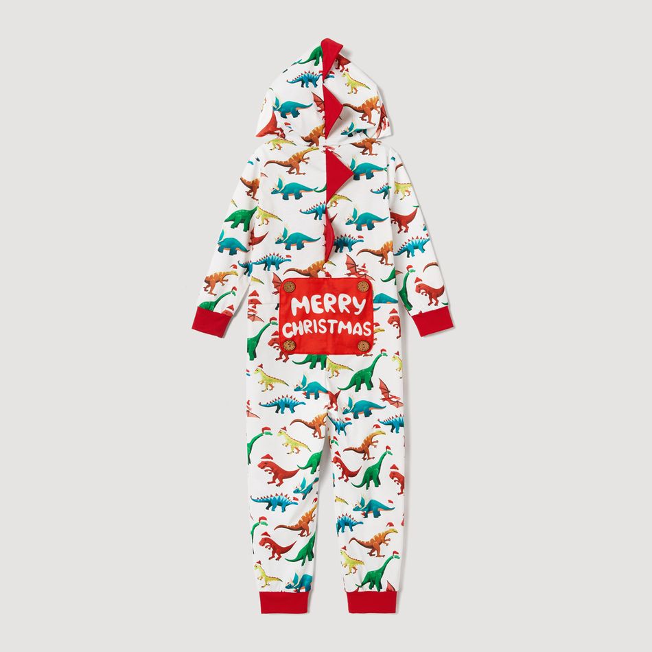 Christmas Dinosaur Print Family Matching Long-sleeve Hooded Onesies Pajamas Sets (Flame Resistant) Multi-color big image 11