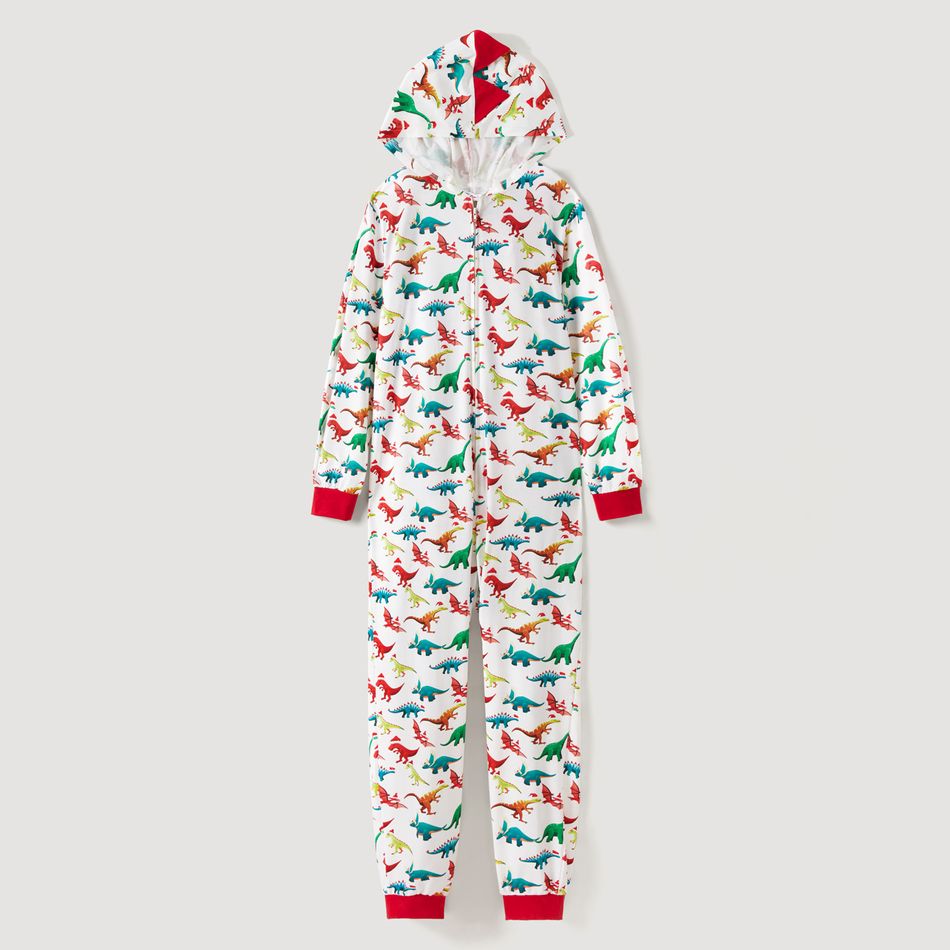Christmas Dinosaur Print Family Matching Long-sleeve Hooded Onesies Pajamas Sets (Flame Resistant) Multi-color big image 8