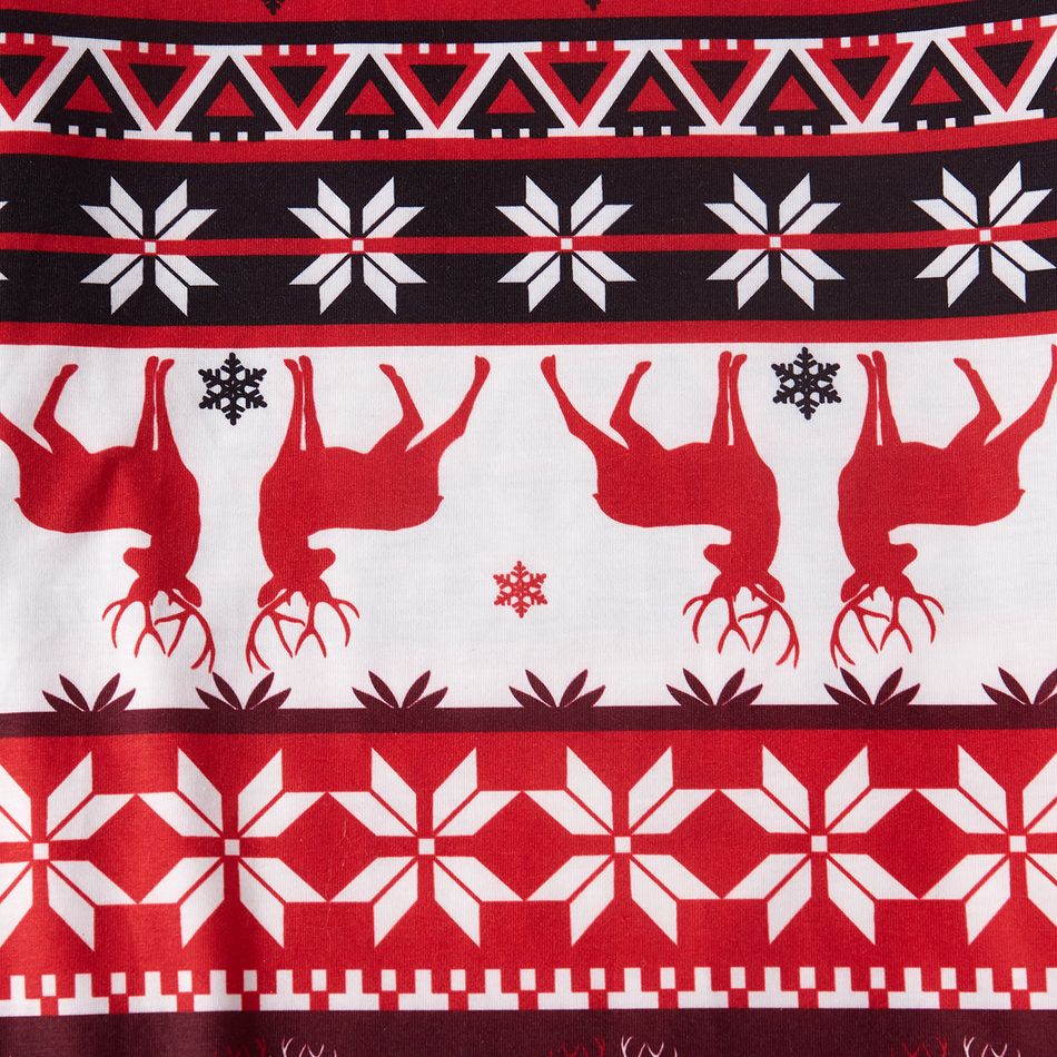 Christmas All Over Snowflake Print Red Family Matching Long-sleeve Pajamas Sets (Flame Resistant) Multi-color big image 12