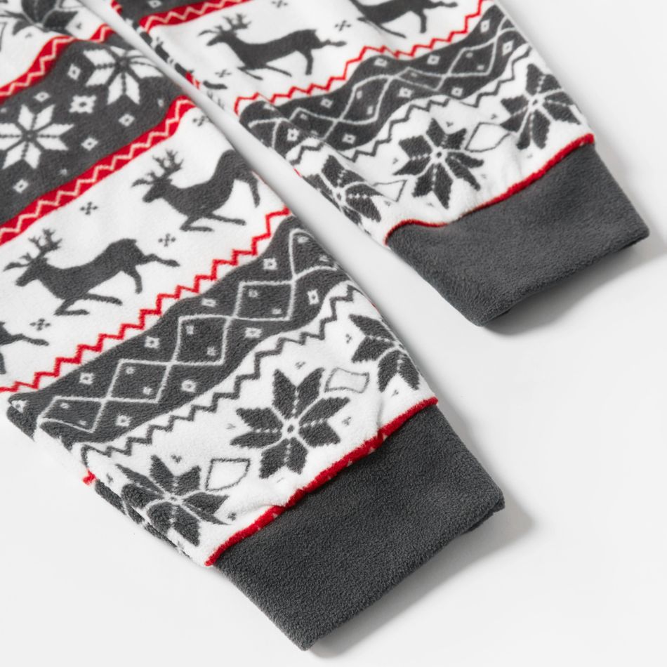 Christmas Print Family Matching Hooded Thickened Long-sleeve Polar Fleece Onesies Pajamas Sets (Flame Resistant) Dark Grey big image 9
