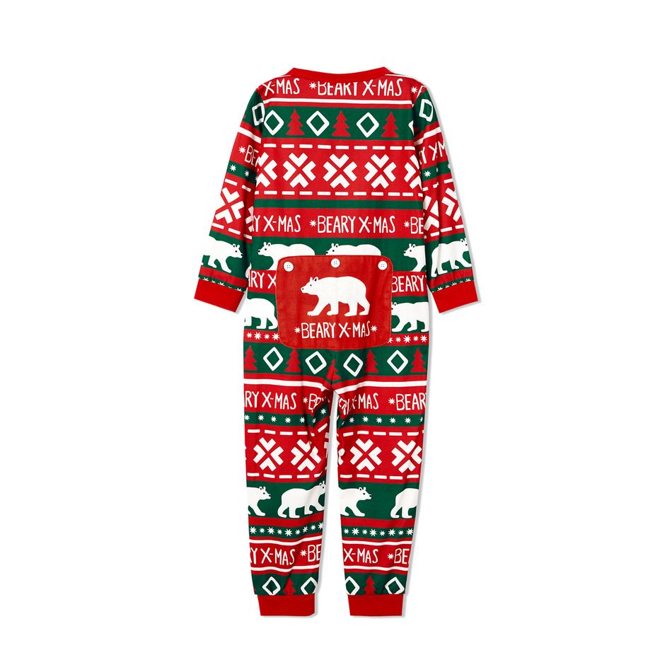 Christmas Polar Bear and Letter All Over Print Red Family Matching Long-sleeve Onesies Pajamas Sets (Flame Resistant) Multi-color big image 8