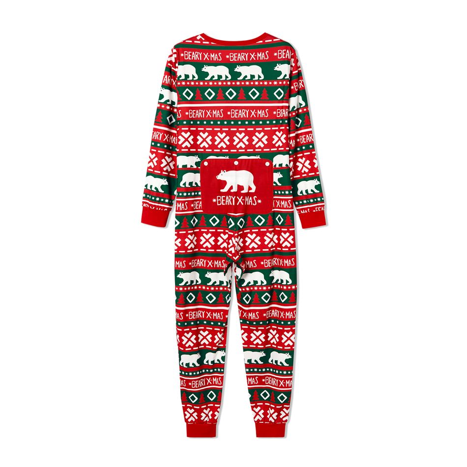 Christmas Polar Bear and Letter All Over Print Red Family Matching Long-sleeve Onesies Pajamas Sets (Flame Resistant) Multi-color big image 4