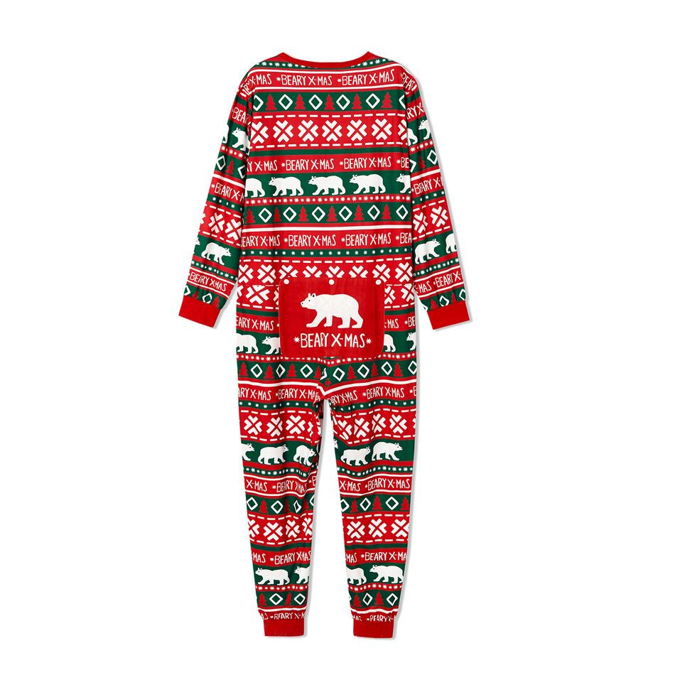 Christmas Polar Bear and Letter All Over Print Red Family Matching Long-sleeve Onesies Pajamas Sets (Flame Resistant) Multi-color big image 6