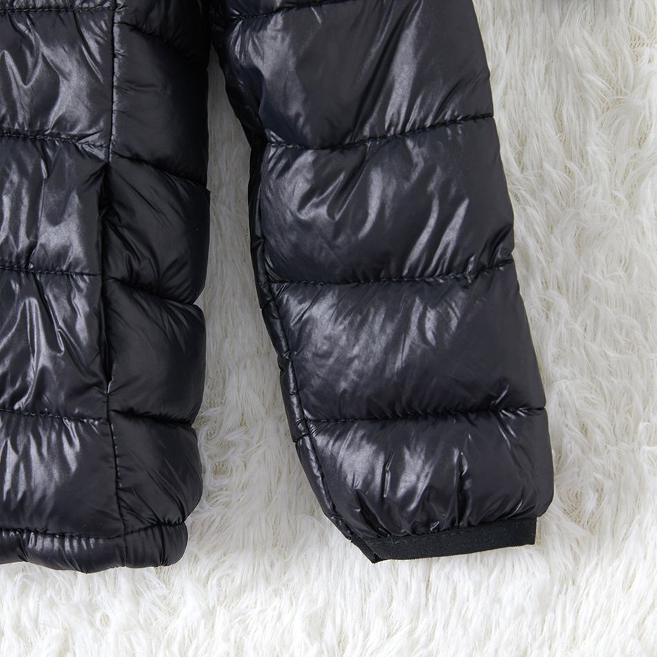 manteau à capuche solide à glissière légère pour enfant garçon/fille Noir big image 1