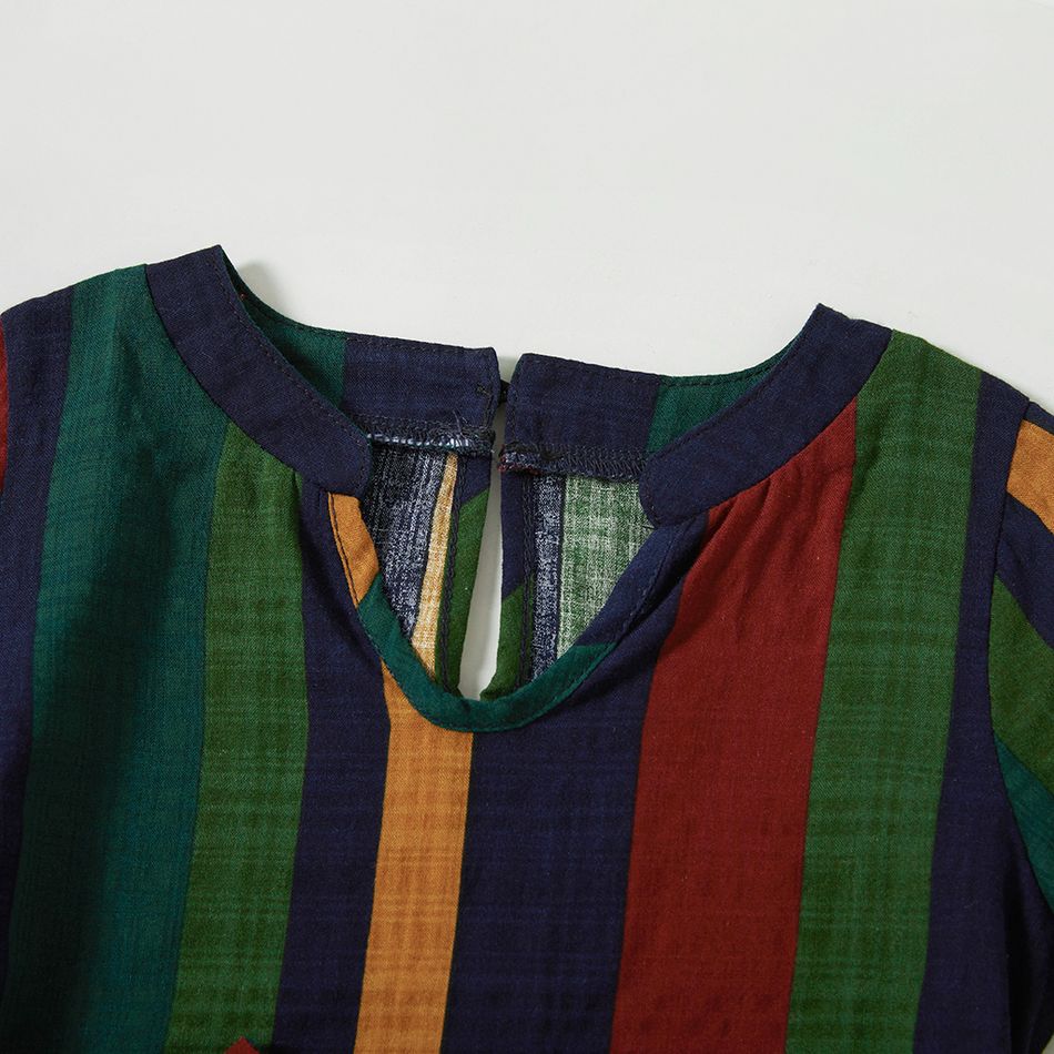 Colorblock Striped Short-sleeve Family Matching Sets(Belted Midi Dresses and T-shirts) Multi-color big image 11