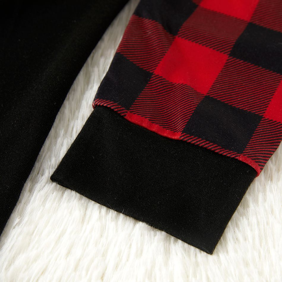 Christmas Deer and Print Family Matching Plaid Long-sleeve Pajamas Sets (Flame Resistant) Red big image 7