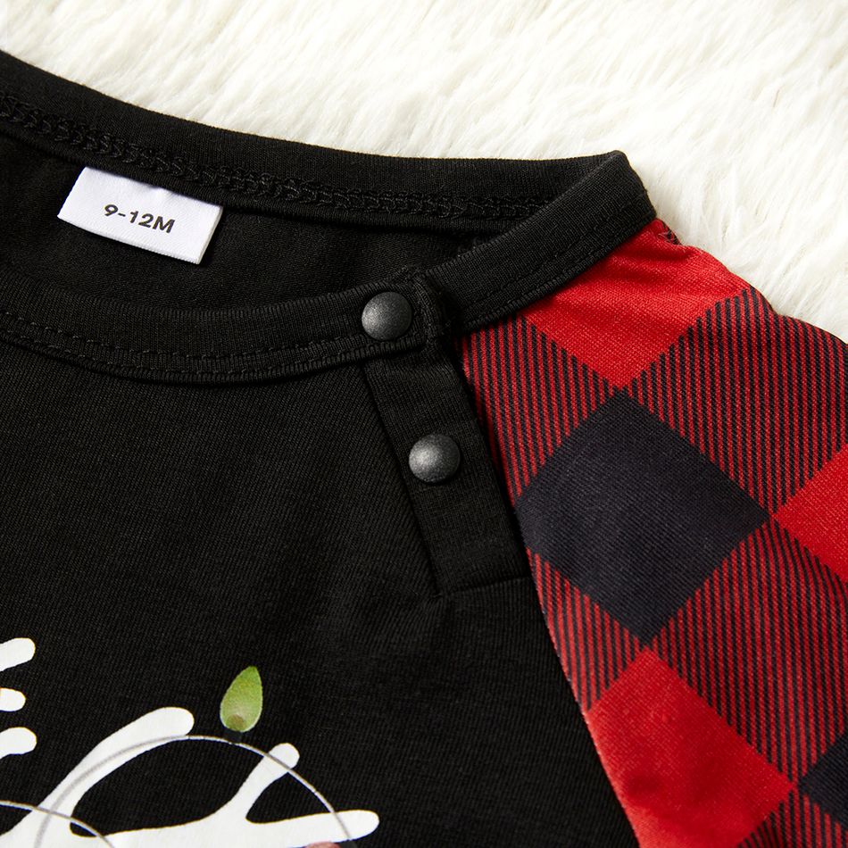 Christmas Deer and Print Family Matching Plaid Long-sleeve Pajamas Sets (Flame Resistant) Red big image 10