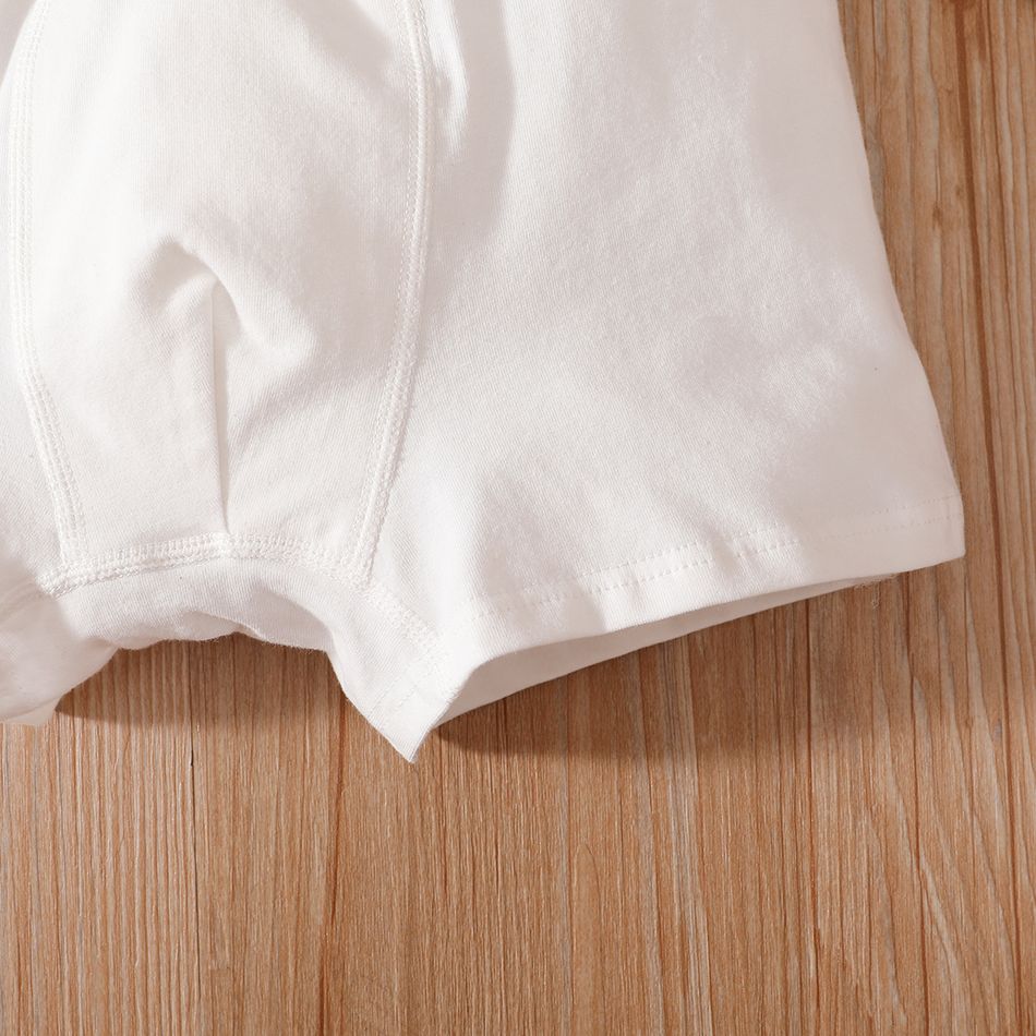 1pc Fashionable Kid Boy 100% Cotton Solid Letter Print Underwear Boxer Briefs White big image 3