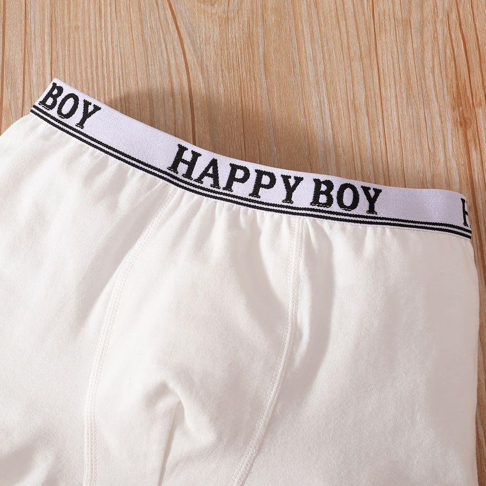 1pc Fashionable Kid Boy 100% Cotton Solid Letter Print Underwear Boxer Briefs White big image 2