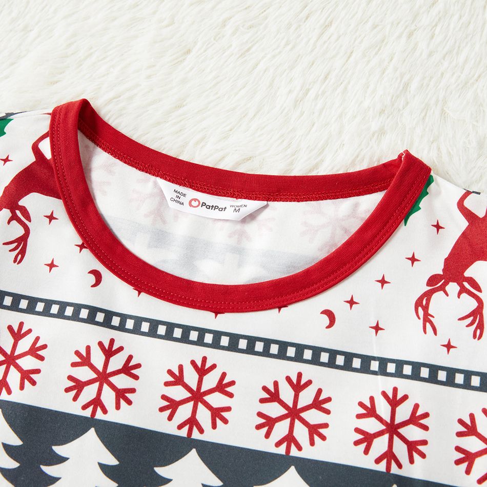 Christmas All Over Reindeer Print Family Matching Long-sleeve Pajamas Sets (Flame Resistant) Red/White big image 5