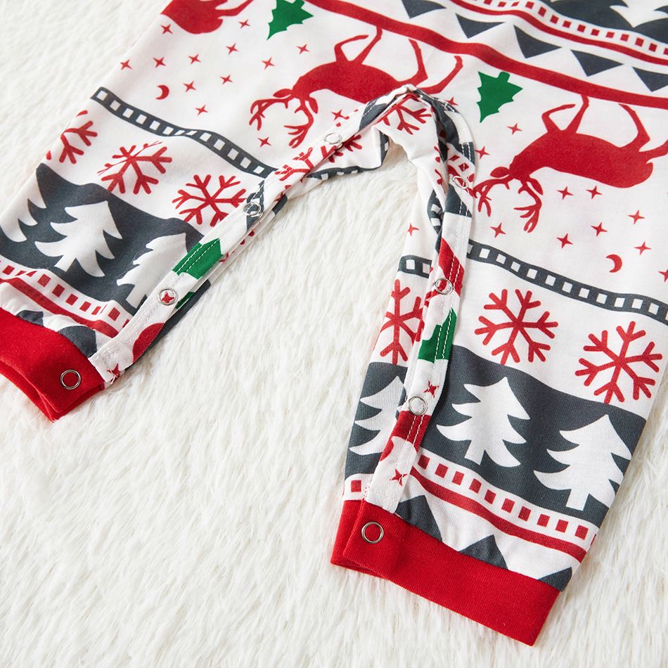 Christmas All Over Reindeer Print Family Matching Long-sleeve Pajamas Sets (Flame Resistant) Red/White big image 12