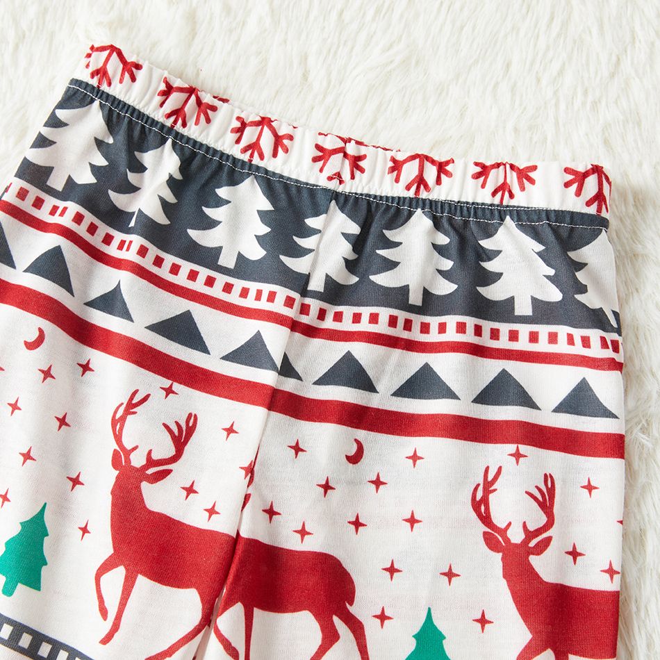 Christmas All Over Reindeer Print Family Matching Long-sleeve Pajamas Sets (Flame Resistant) Red/White big image 7
