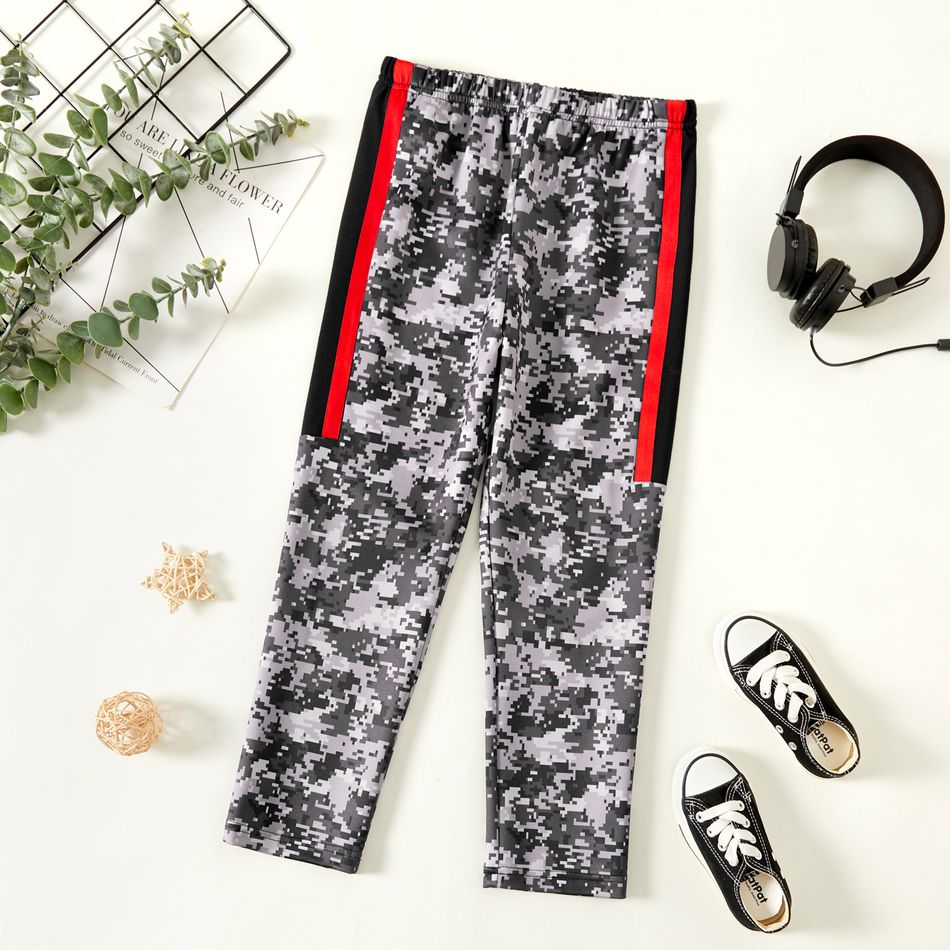 Kid Boy Camouflage Print Striped Casual Pants Color block