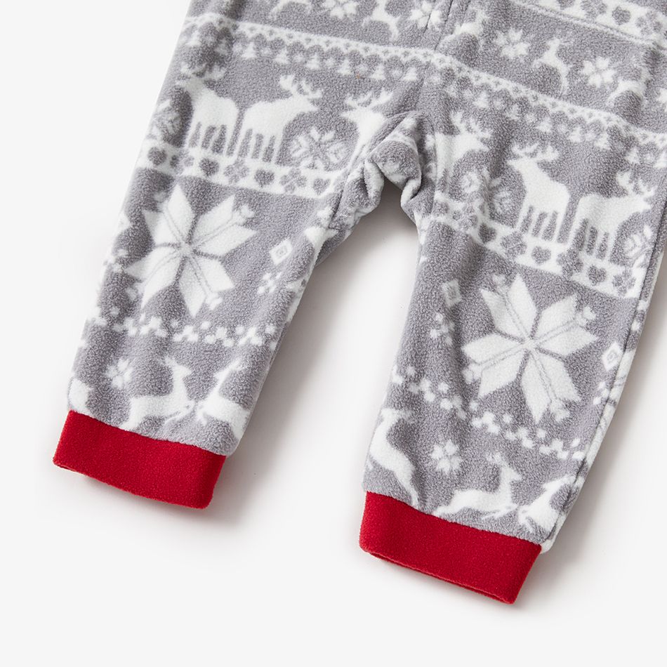 Christmas Allover Print Light Grey Family Matching Thickened Polar Fleece Long-sleeve Onesies Pajamas Sets (Flame Resistant) Light Grey big image 15