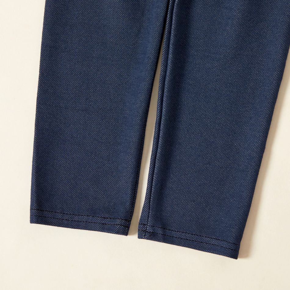 Kid Girl Figure Print Sweatshirt/  100% Cotton Denim Leggings Royal Blue big image 9