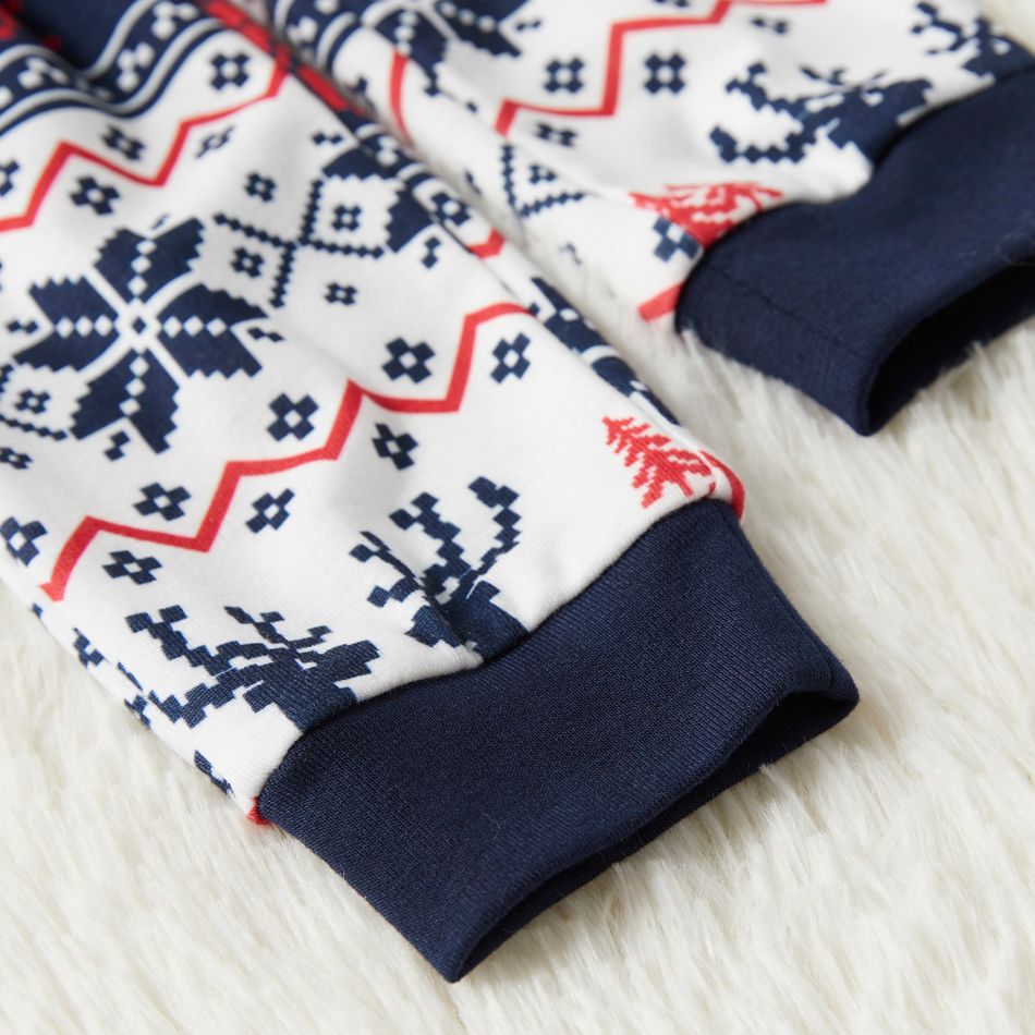 Christmas All Over Reindeer and Snowflake Print Snug Fit Family Matching Long-sleeve Pajamas Sets Royal Blue big image 6