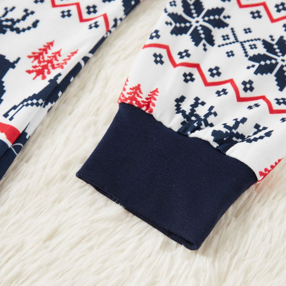 Christmas All Over Reindeer and Snowflake Print Snug Fit Family Matching Long-sleeve Pajamas Sets Royal Blue big image 4