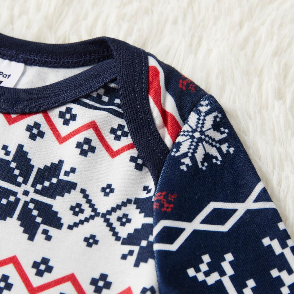 Christmas All Over Reindeer and Snowflake Print Snug Fit Family Matching Long-sleeve Pajamas Sets Royal Blue big image 8