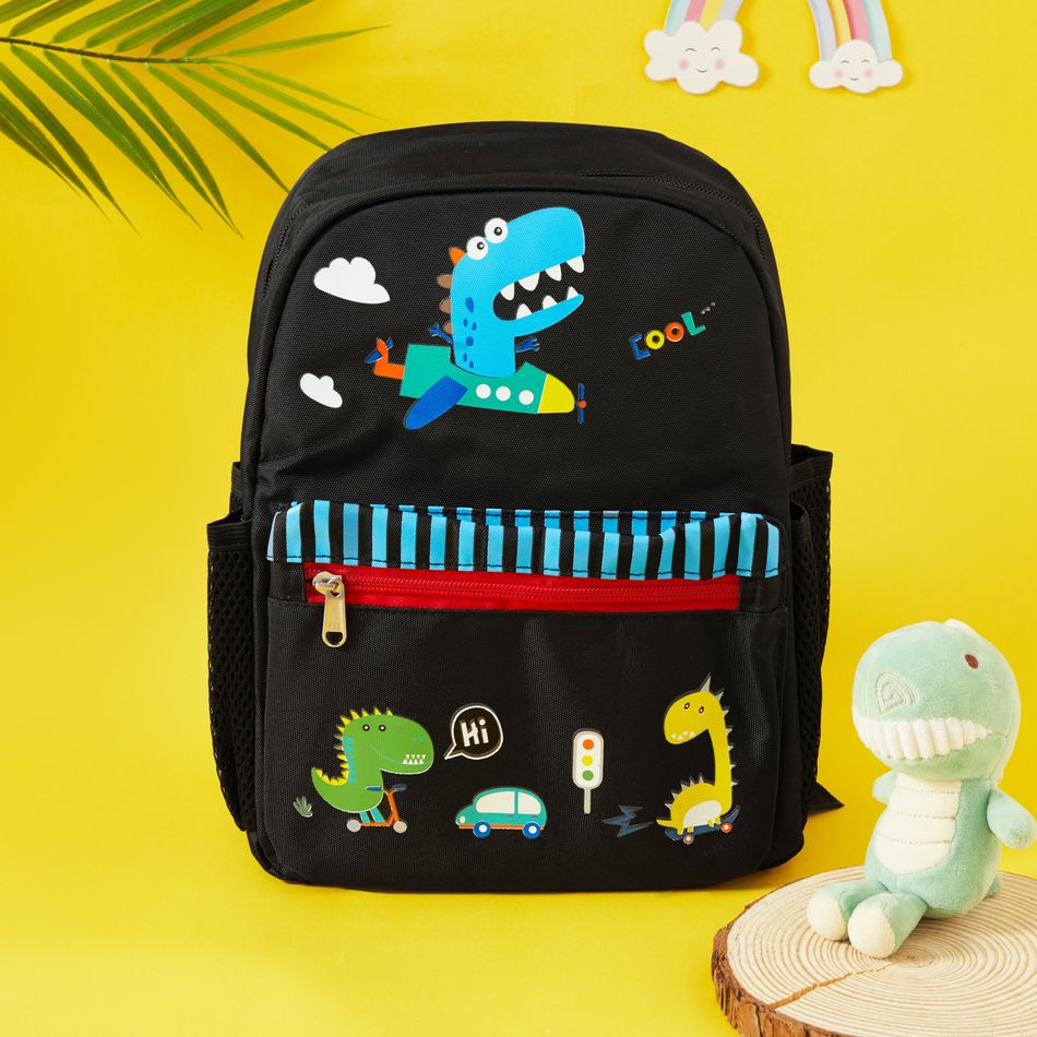 Baby Kids Cute Cartoon Print Backpack Toddler Square School Bag Travel Bag Black big image 1