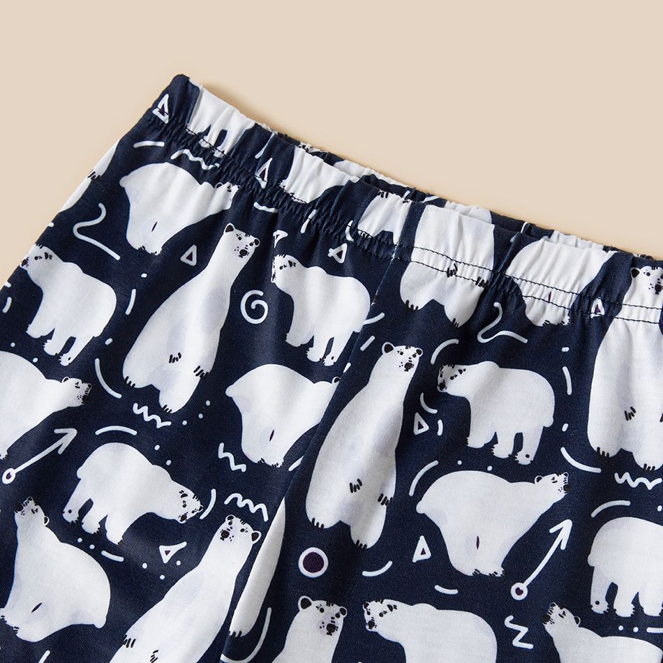 Christmas Polar Bear and Letter Print Grey Family Matching Long-sleeve Pajamas Sets (Flame Resistant) Dark Grey big image 6