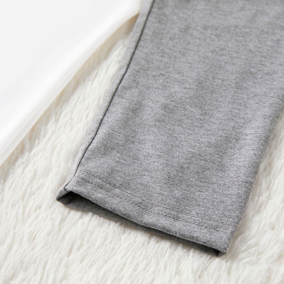 Christmas Reindeer and Letter Print Grey Family Matching Long-sleeve Pajamas Sets (Flame Resistant) MiddleAsh big image 5