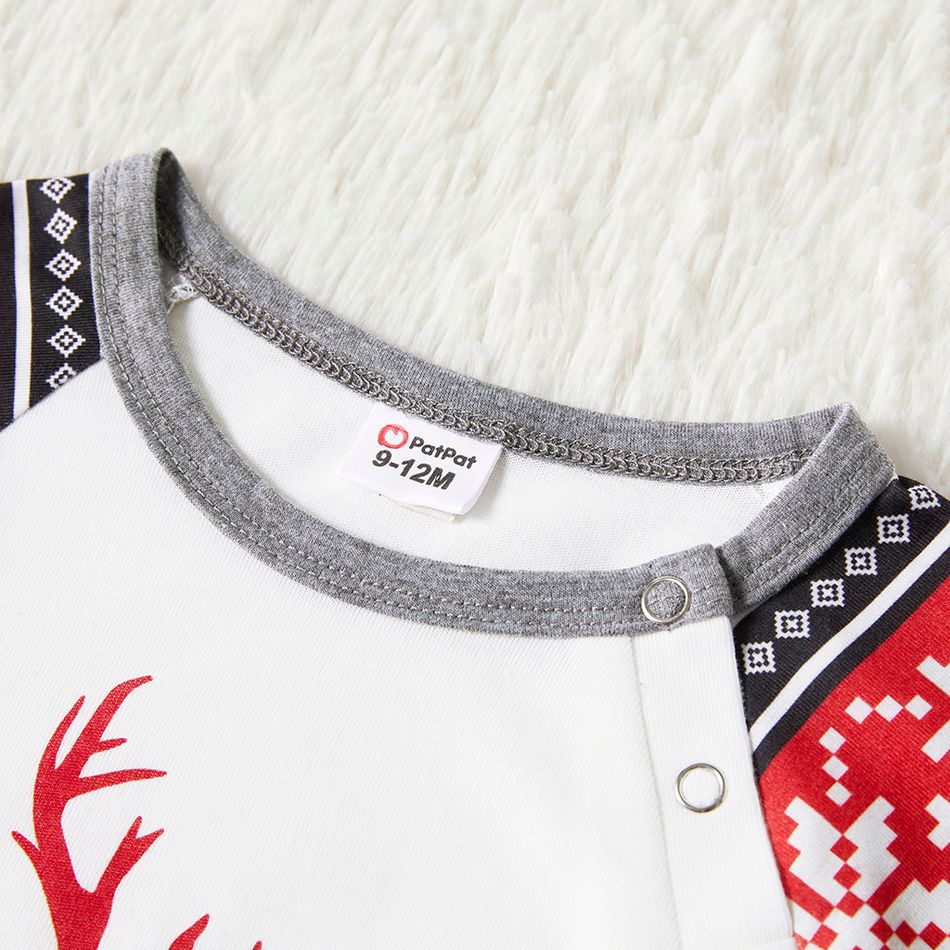 Christmas Reindeer and Letter Print Grey Family Matching Long-sleeve Pajamas Sets (Flame Resistant) MiddleAsh big image 9