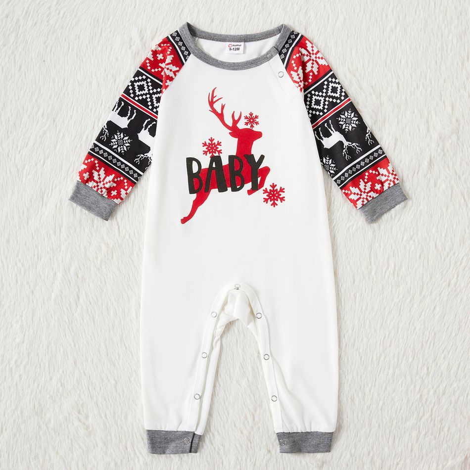 Christmas Reindeer and Letter Print Grey Family Matching Long-sleeve Pajamas Sets (Flame Resistant) MiddleAsh big image 8