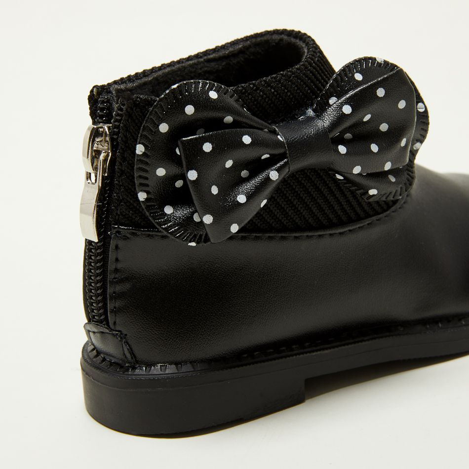 Toddler / Kid Polka Dots Bowknot Decor Back Zipper Knit Splicing Boots Black