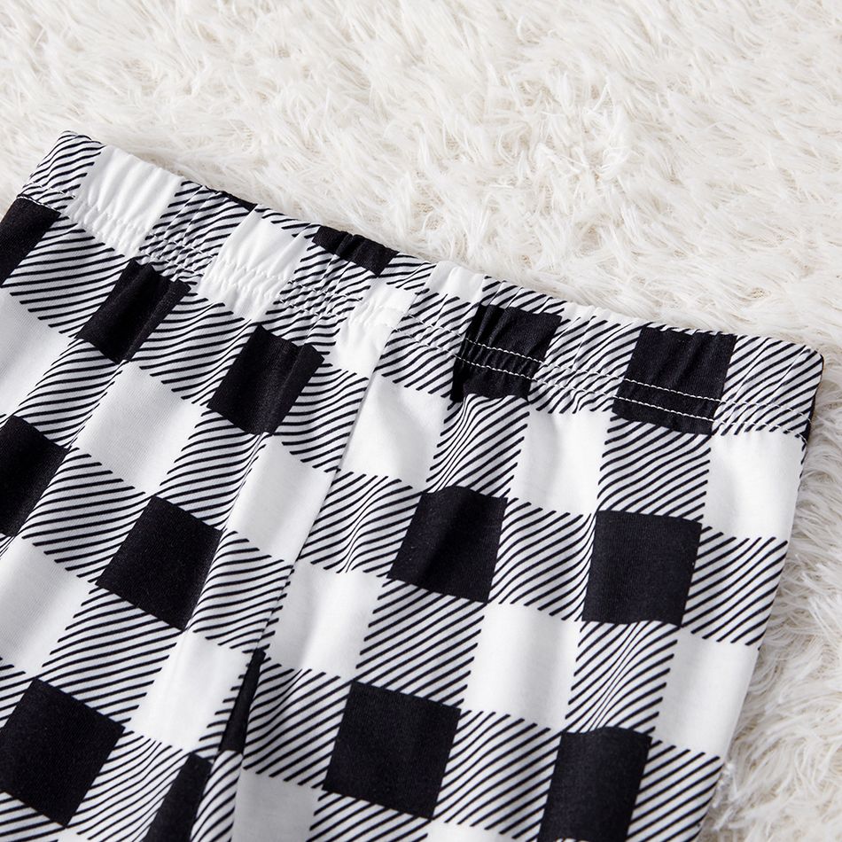 Christmas Black Plaid Family Matching Long-sleeve Pajamas Sets (Flame Resistant) Black/White big image 6