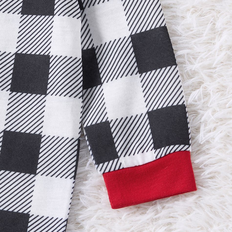Christmas Black Plaid Family Matching Long-sleeve Pajamas Sets (Flame Resistant) Black/White big image 13