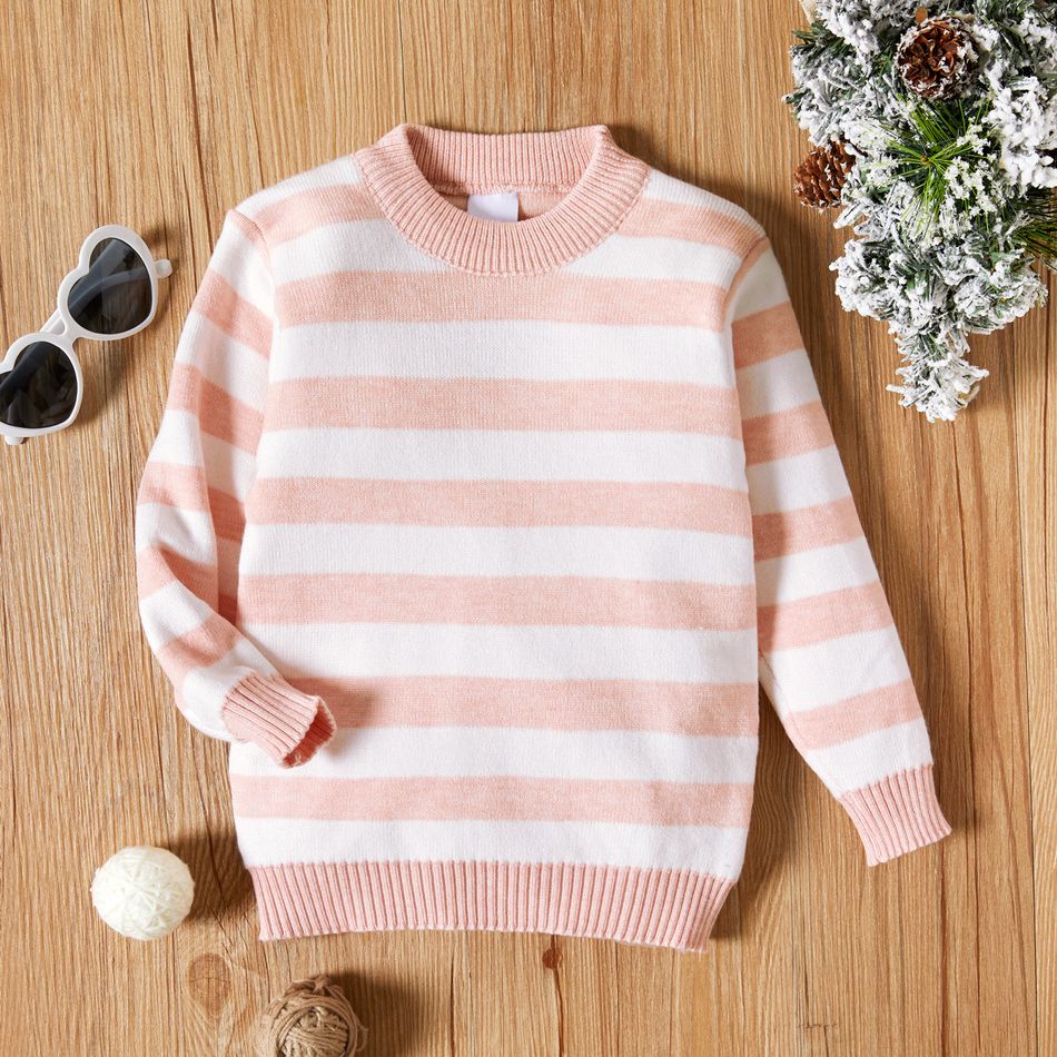 Toddler Girl Casual Stripe Knit Sweater Pink