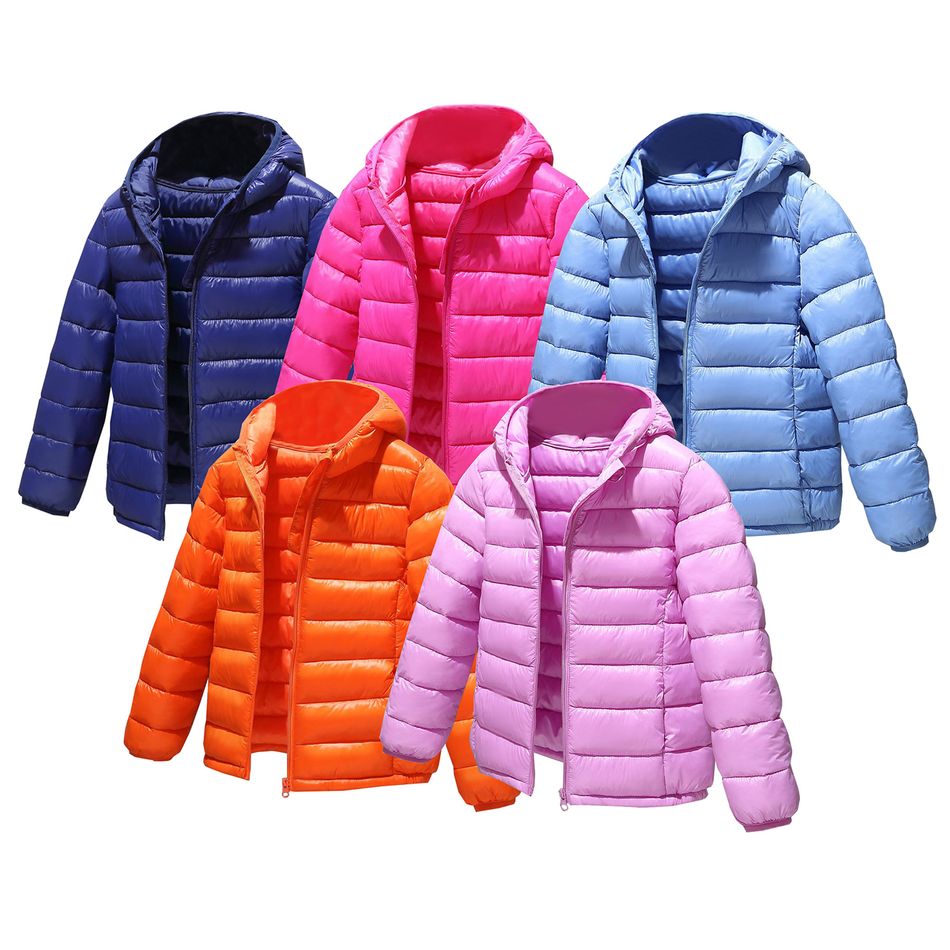 Kid Boy/Kid Girl Lightweight Zipper Solid Hooded Coat Hot Pink big image 2