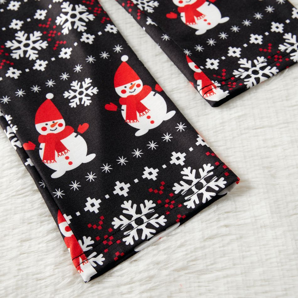 Christmas Snowman and Letter Print Black Family Matching Short-sleeve Pajamas Sets (Flame Resistant) Black big image 7