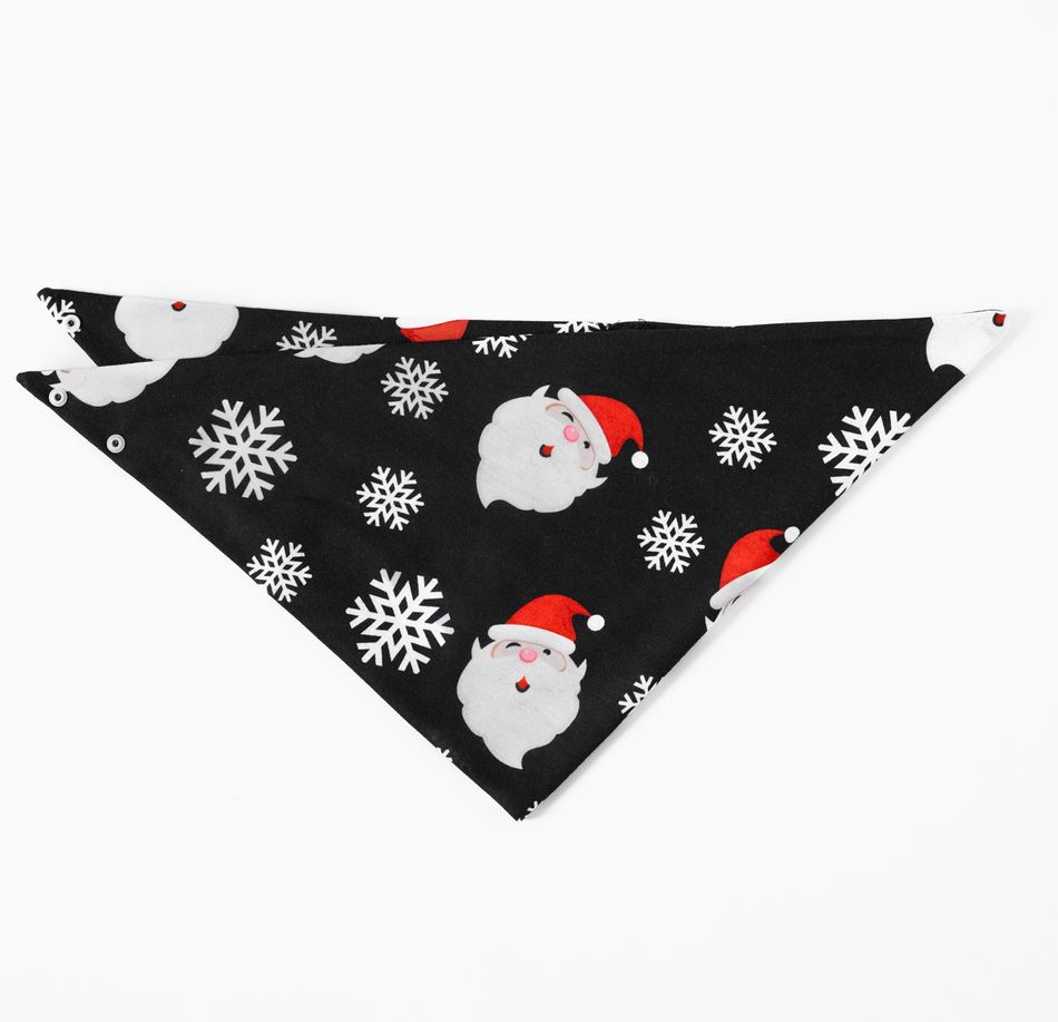 Christmas Cartoon Santa and Snowflake Print Black Family Matching Raglan Long-sleeve Pajamas Sets (Flame Resistant) Black big image 9