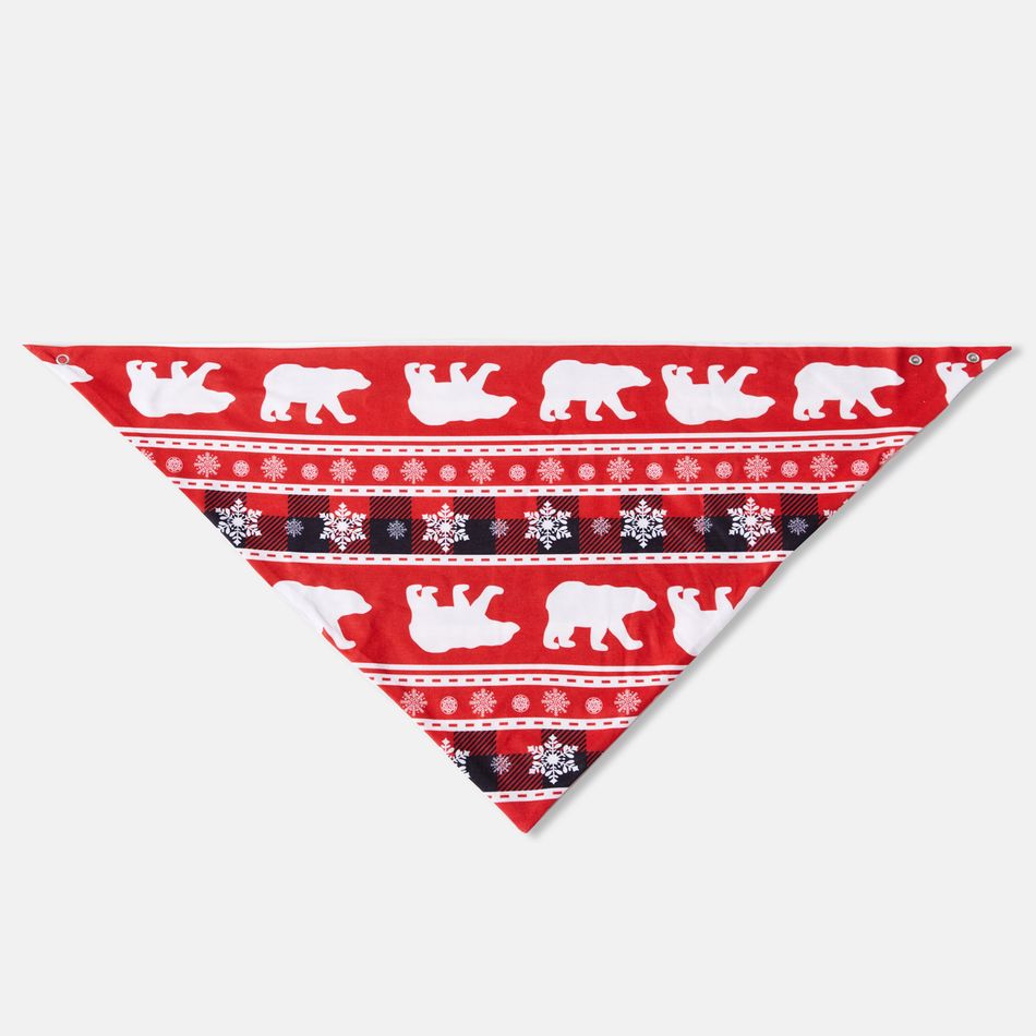 Christmas Plaid Bear and Letter Print Red Family Matching Raglan Long-sleeve Pajamas Sets (Flame Resistant) Red/White big image 16