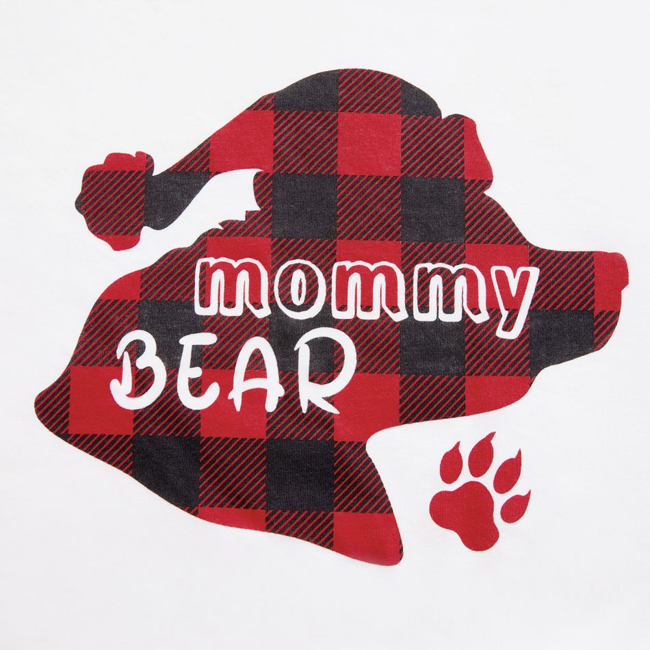 Christmas Plaid Bear and Letter Print Red Family Matching Raglan Long-sleeve Pajamas Sets (Flame Resistant) Red/White big image 9